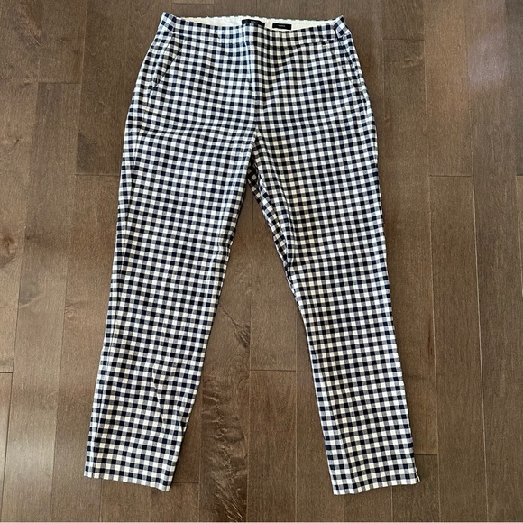 J. Crew Pants - J Crew Martie Gingham Navy White Pants Classic Business Casual Ankle 4